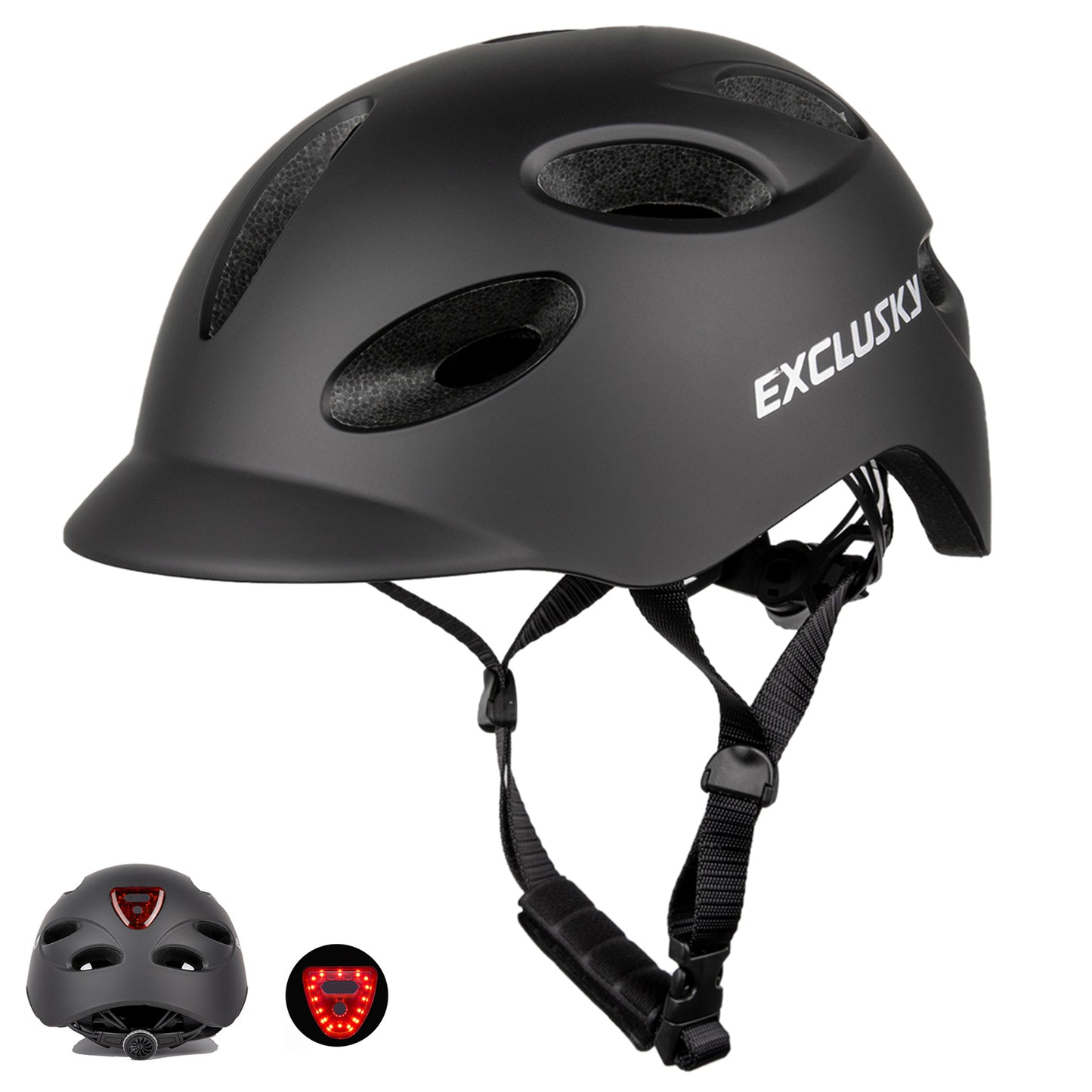 Exclusky Bike Helmet with Rechargeable USB Light