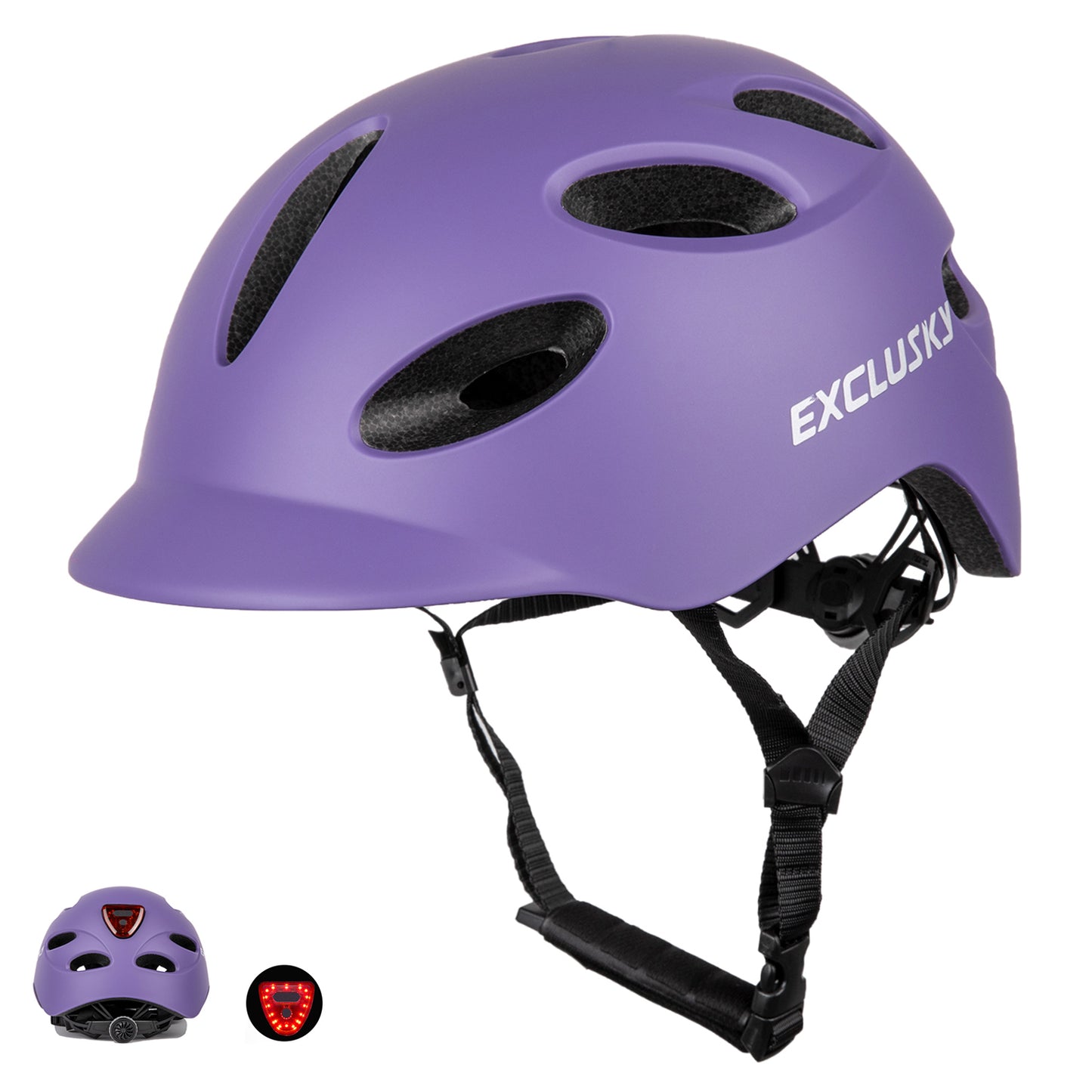 Exclusky Bike Helmet with Rechargeable USB Light