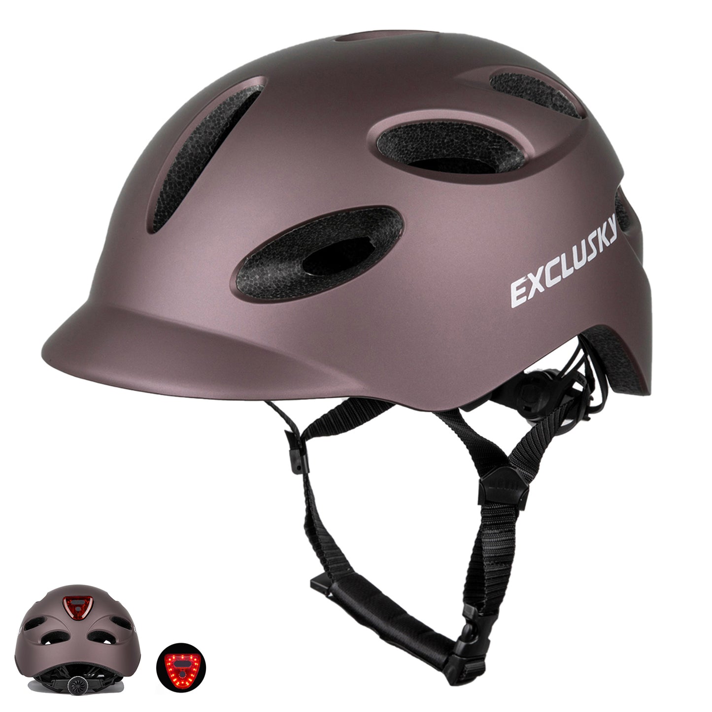 Exclusky Bike Helmet with Rechargeable USB Light