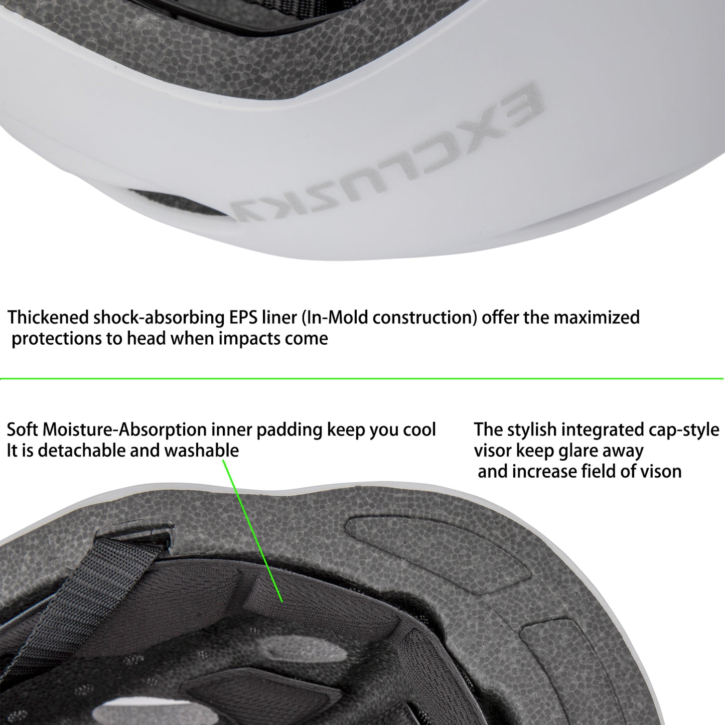 Exclusky Bike Helmet with Rechargeable USB Light