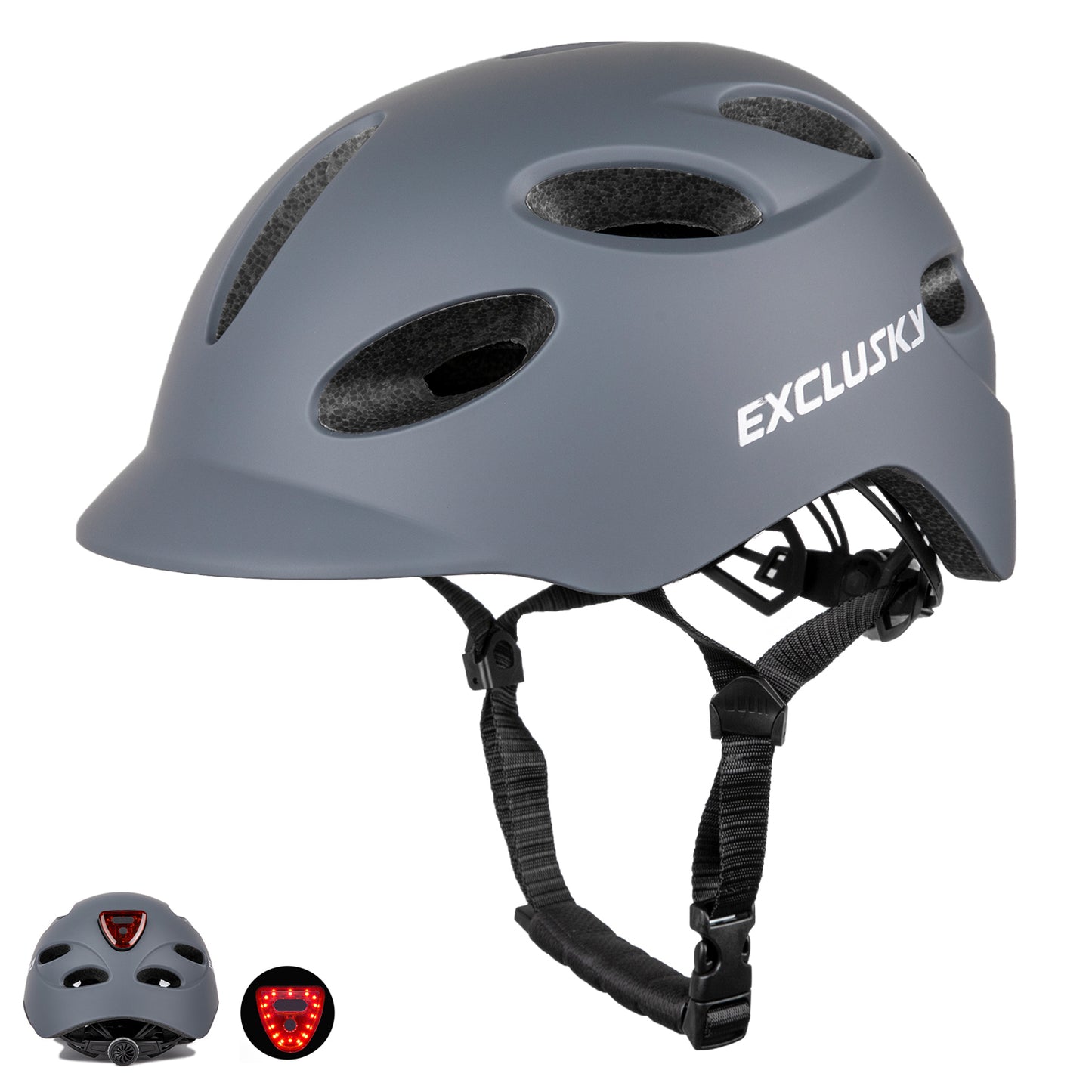 Exclusky Bike Helmet with Rechargeable USB Light