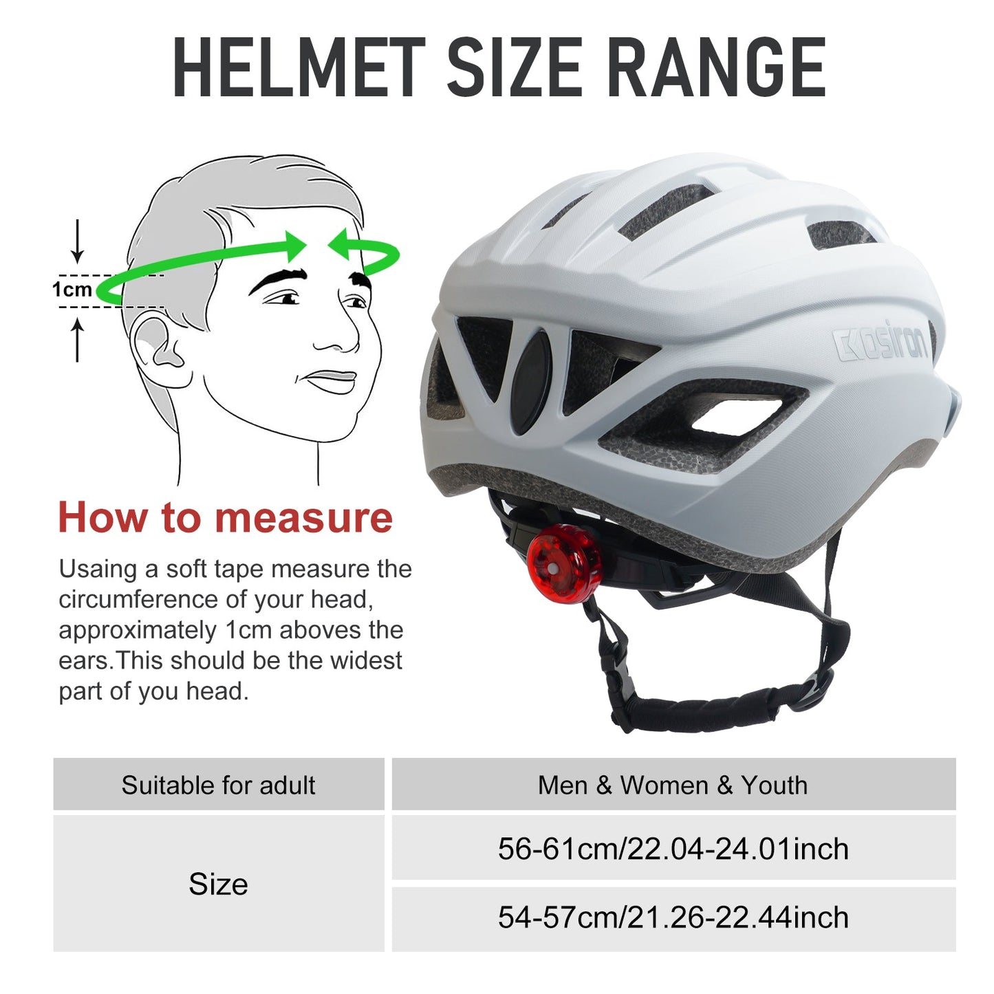 Bike Helmet Adult Men Bicycle Helmet with LED Light